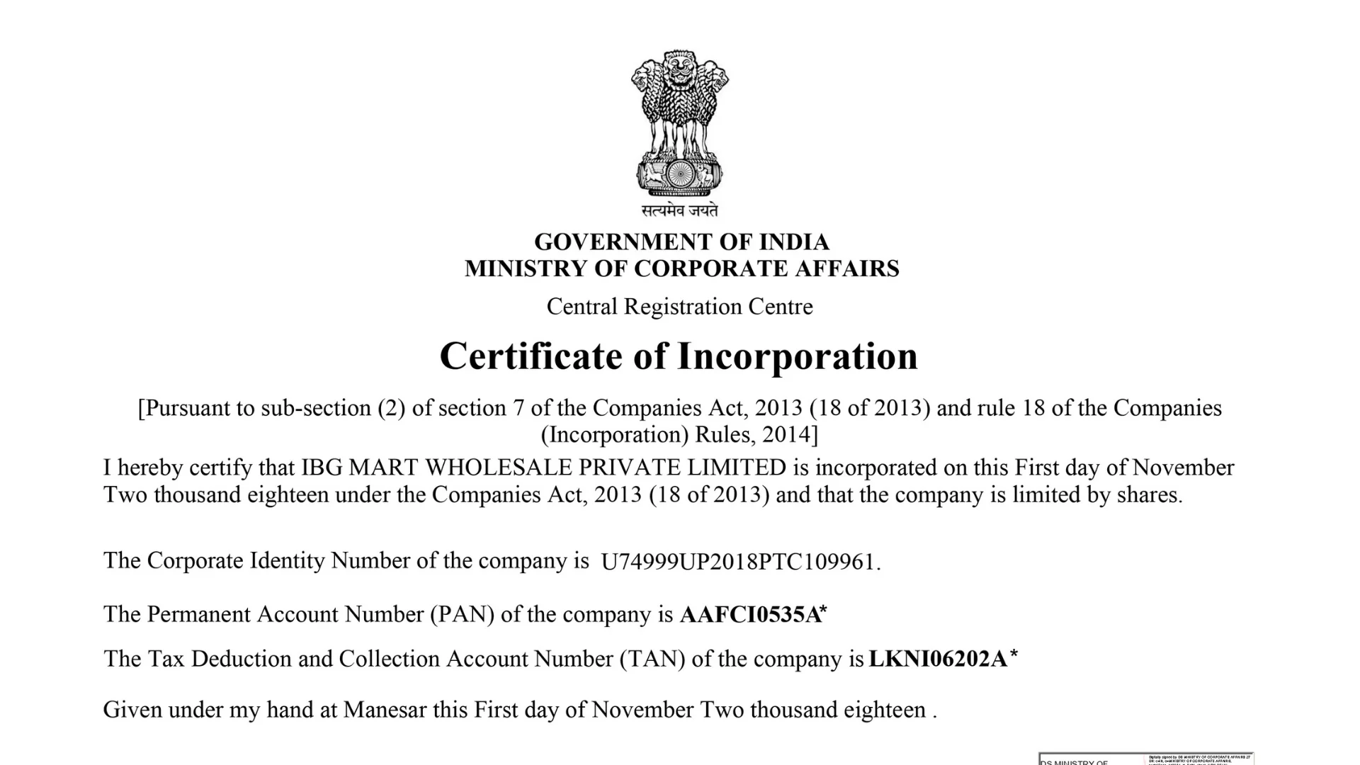 IBG MART Award Certificate 1