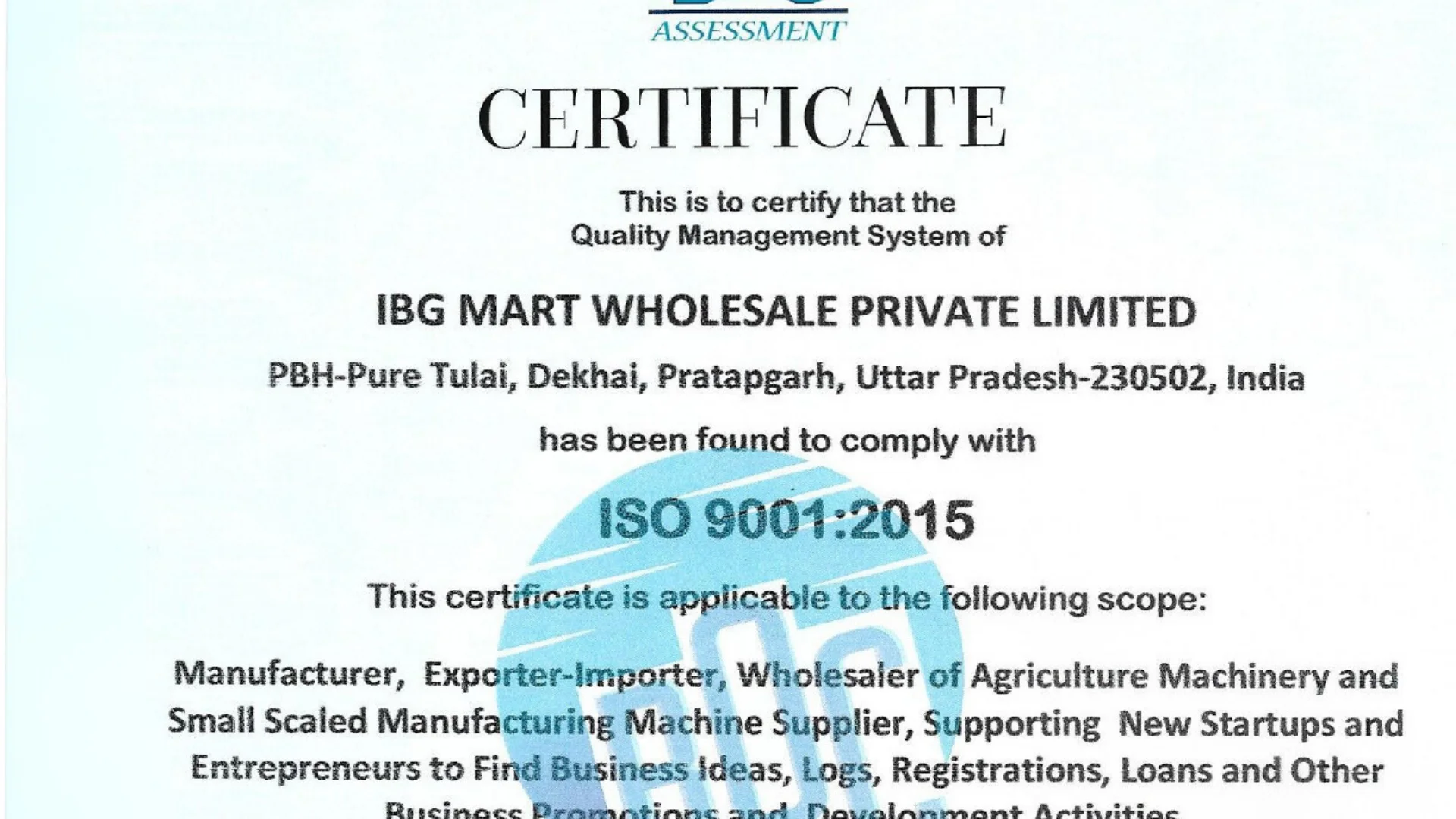 IBG MART Award Certificate 5